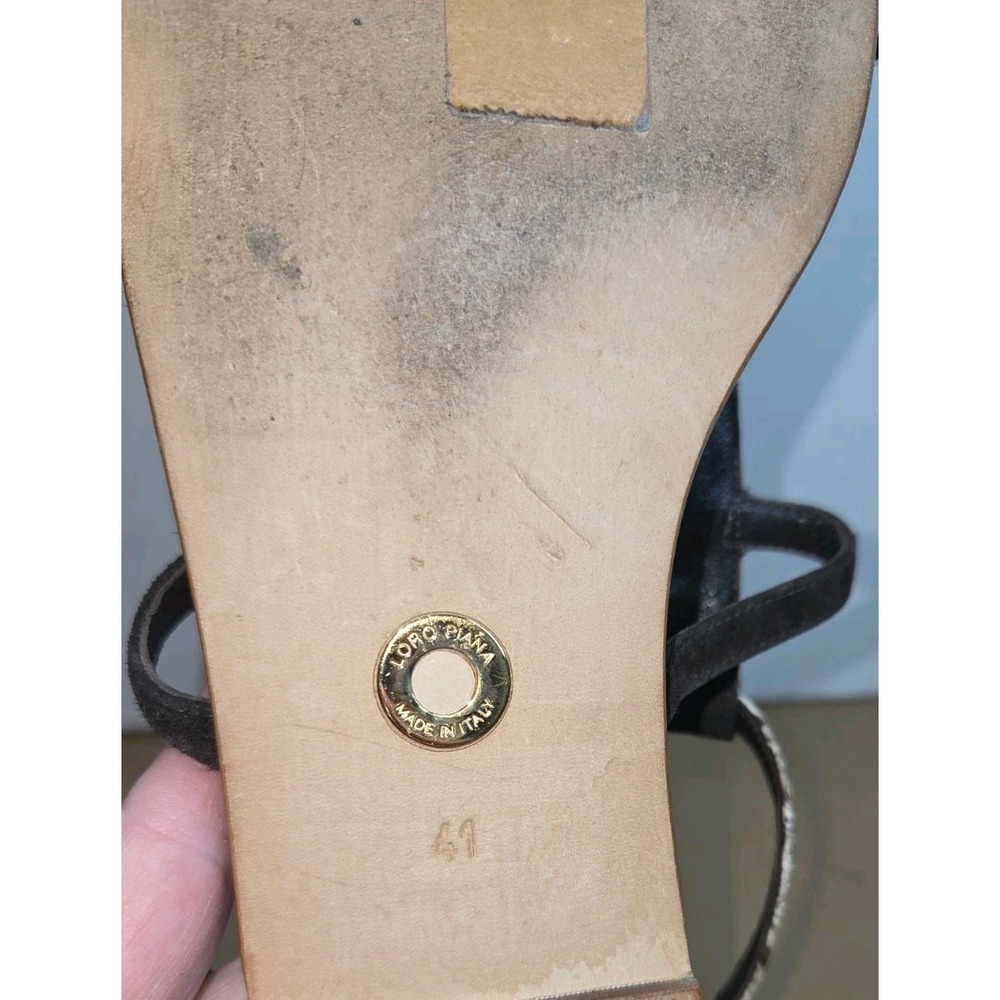 Loro Piana Sandals Black Suede Snakeskin Size 10 Authenticated - Picture 12 of 16